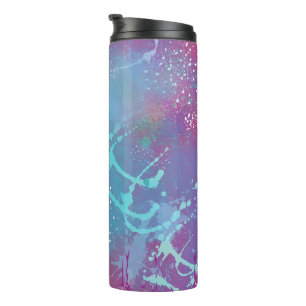 Abstract Turquoise Paint Splatter Blue Purple Legg Thermal Tumbler