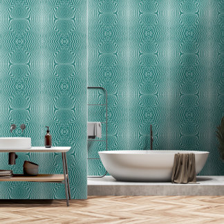 Abstract Turquoise Striped Pattern Wallpaper