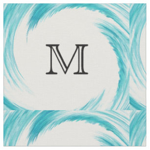 Abstract Turquoise Swirl Monogram Fabric