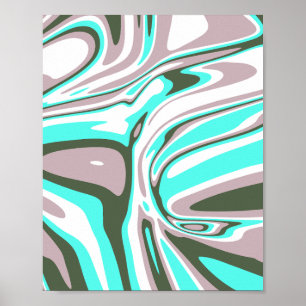 Abstract Turquoise Swirl Pattern Poster