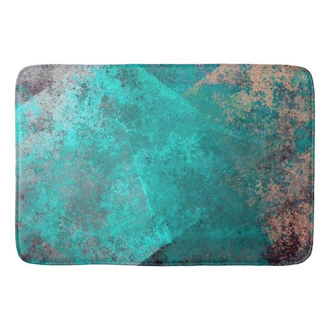 abstract turquoise teal grunge texture background bath mat (Front)