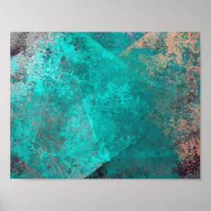 abstract turquoise teal grunge texture background poster
