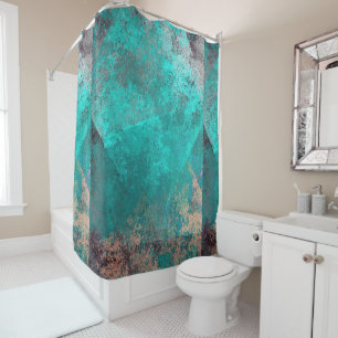 abstract turquoise teal grunge texture background shower curtain