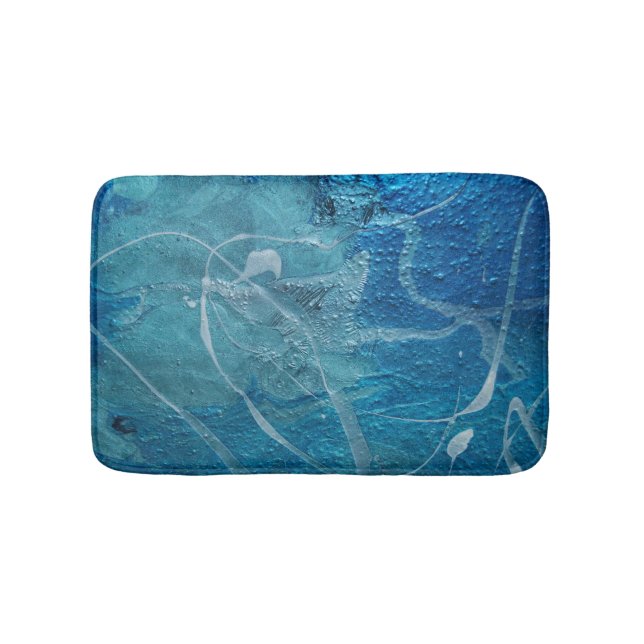abstract turquoise texture bath mat (Front)