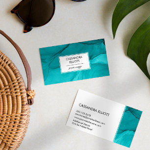 Abstract Turquoise Unique Alcohol Ink Liquid Art Business Card