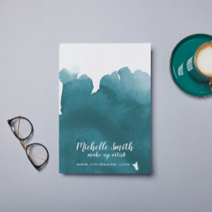 Abstract turquoise watercolor splash make up art flyer