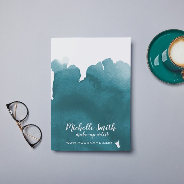 Abstract turquoise watercolor splash make up art flyer (Creator Uploaded)