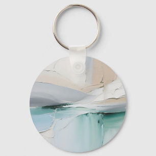 Abstract Turquoise White Texture Key Ring