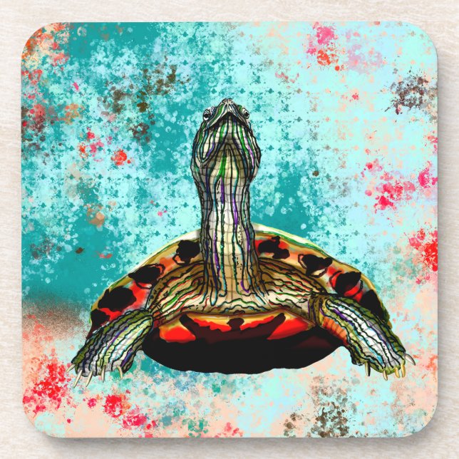 Abstract Turtle Artwork Coaster (Front)