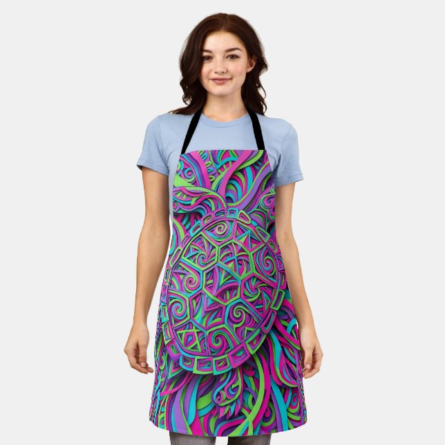Abstract Turtle Shell Neon Apron (Worn)