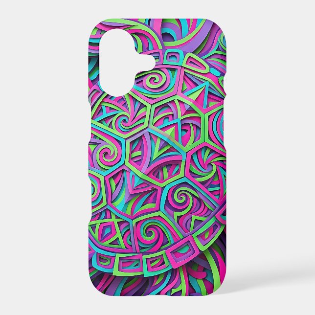 Abstract Turtle Shell Neon Vibrant iPhone Cases (Back)