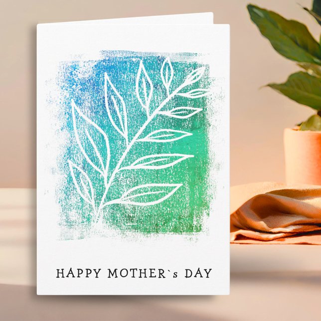 Abstract Twig Art Drawing Green Happy Mother`s Day Card (Creator Uploaded)