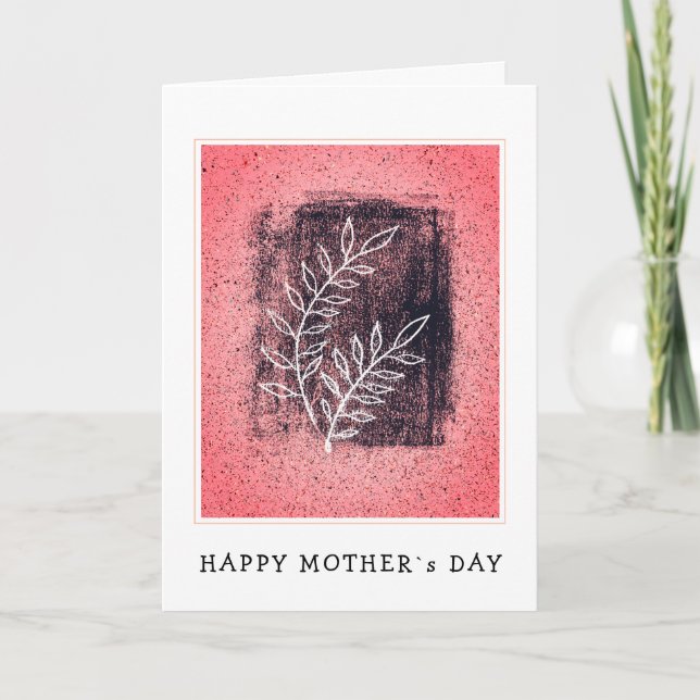 Abstract Twig Red Art Drawing Happy Mother`s Card (Front)