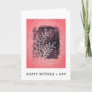 Abstract Twig Red Art Drawing Happy Mother`s Card