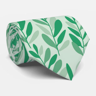 Abstract Twigs Leaves Blue and Green Tie