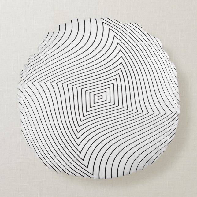 Abstract twisted background. Lines of variable thi Round Cushion (Front)