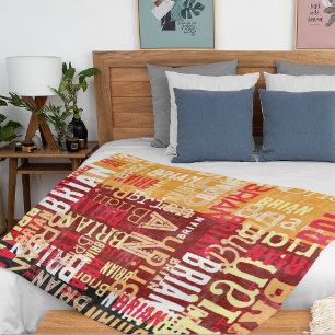 Abstract Typography Pattern of Name Fleece Blanket
