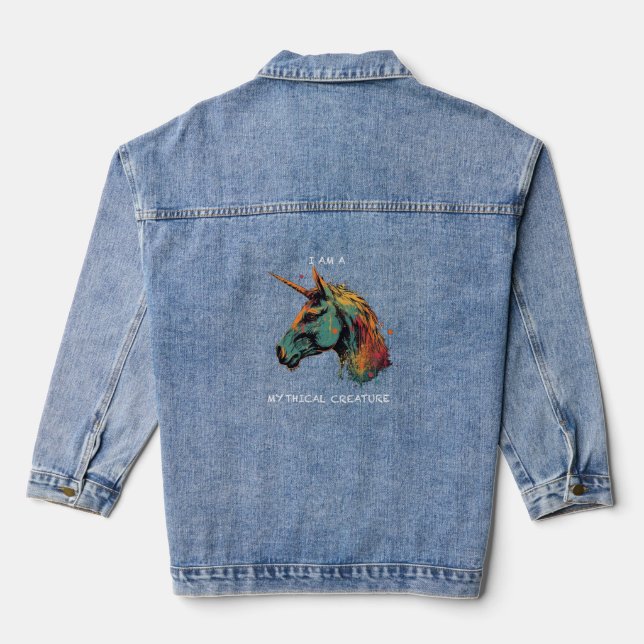 Abstract Unicorn Denim Jacket (Back)