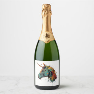 Abstract Unicorn Sparkling Wine Label