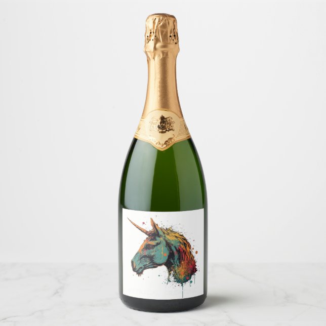 Abstract Unicorn Sparkling Wine Label (Front)