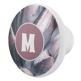 Abstract Unique Silver Painted Pineapple Spikes Ceramic Knob