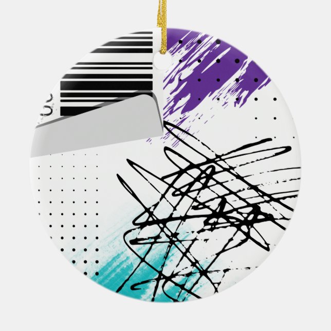 Abstract UPC design on socks Ceramic Tree Decoration (Back)