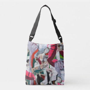 Abstract Urban Art Collage Hand-painted Crossbody Bag