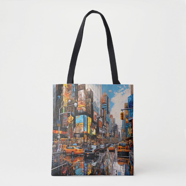 Abstract Urban City Street Painting Tote Bag (Front)