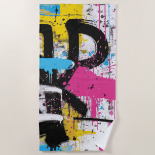 Abstract Urban Graffiti Splash Art Beach Towel