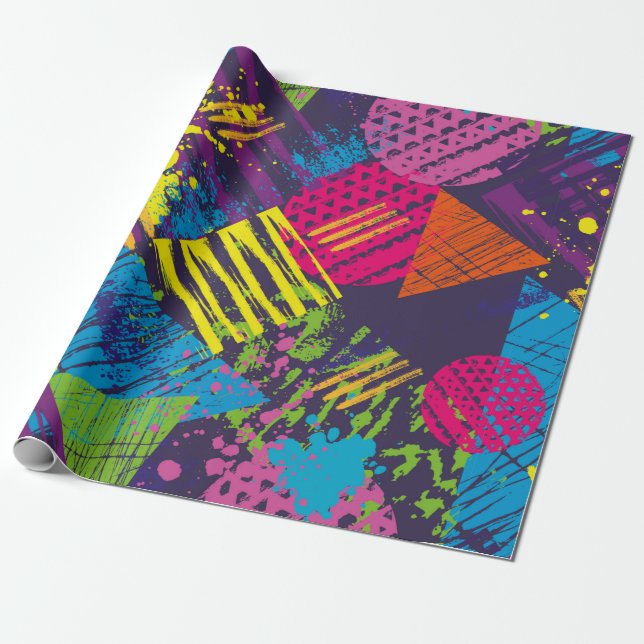 Abstract urban seamless pattern with grunge elemen wrapping paper (Unrolled)
