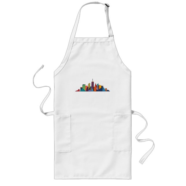 Abstract Urban Skyline Vector Long Apron (Front)
