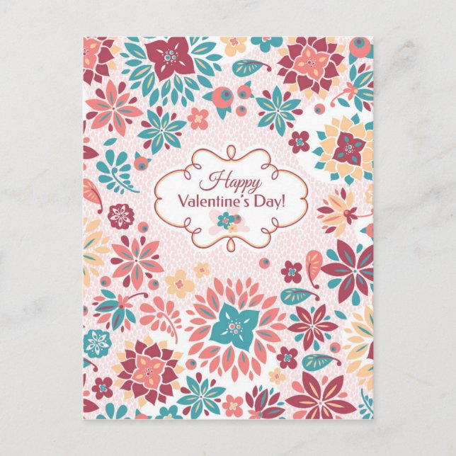 Abstract Valentine's Day Floral Card (Front)