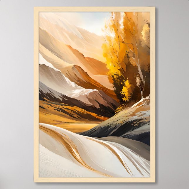 Abstract Valley Painting in Gold Majestic Mountain Poster (Abstract Valley Painting in Gold Majestic Mountain)