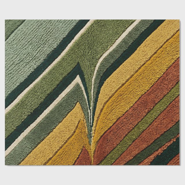 Abstract Valley Stripes Moss Rust Wrapping Paper (Flat)