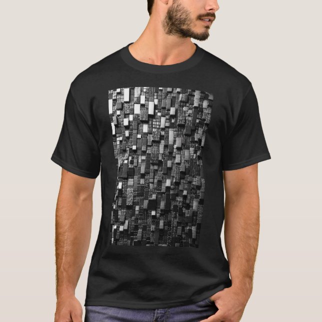 Abstract Vertical 3D Micro Metallic Mosaic T-Shirt (Front)