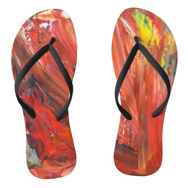 Abstract Vertical Gesture in Red Flip Flops (Footbed)