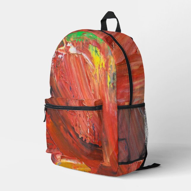 Abstract Vertical Gesture in Red Printed Backpack (Back Corner Right)