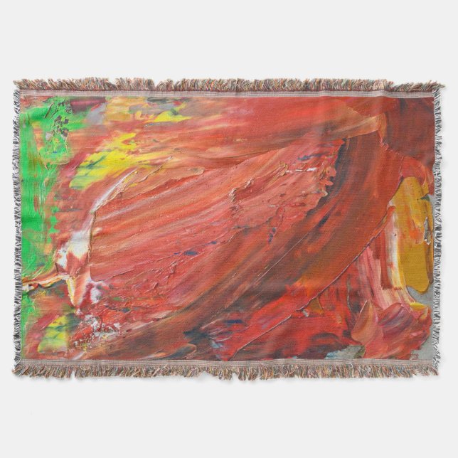 Abstract Vertical Gesture in Red Throw Blanket (Front)