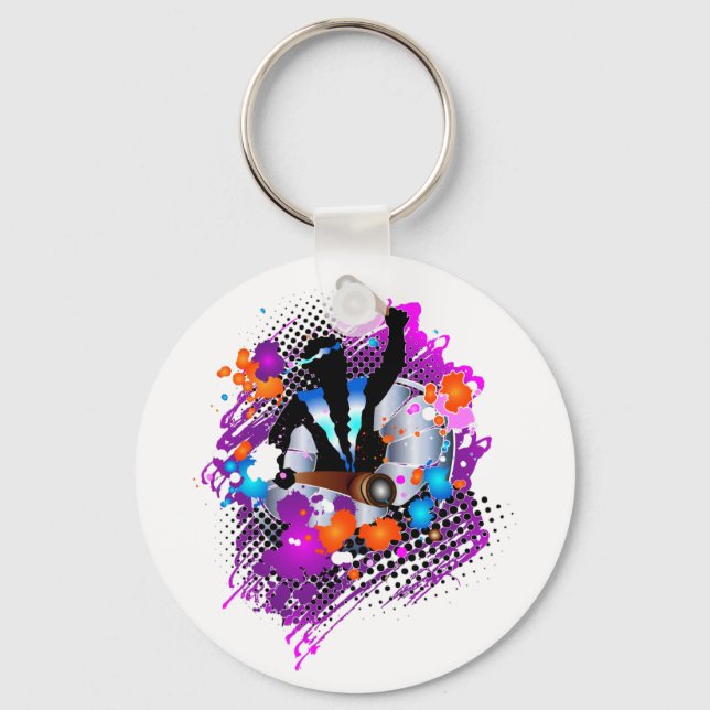 Abstract Vibrant Carnival Panman Key Ring (Front)