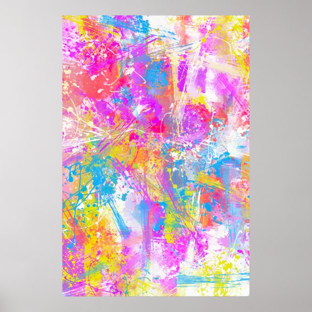 Abstract Vibrant Colorful Paint Strokes Poster (Front)