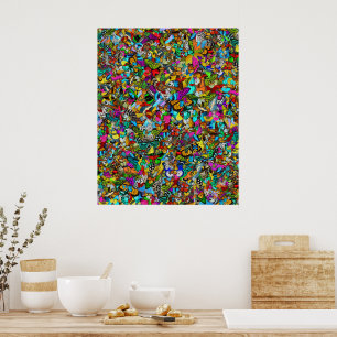 Abstract Vibrant Colourful Mosaic Painting Poster