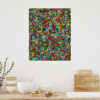 Abstract Vibrant Colourful Mosaic Painting Poster