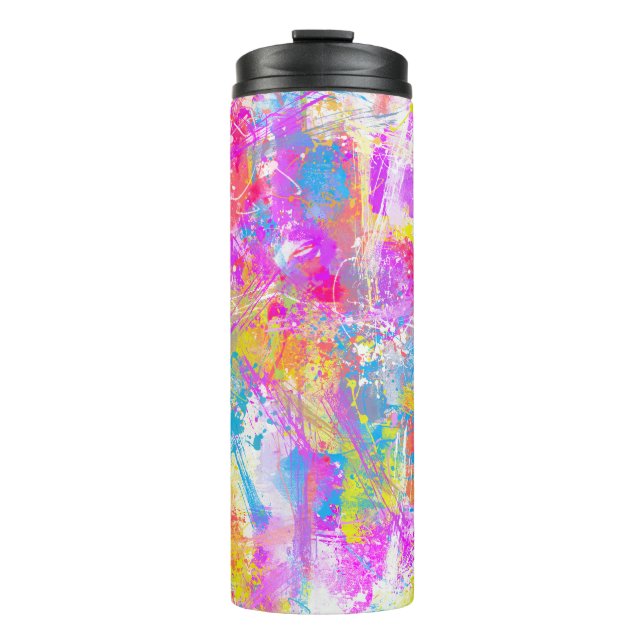 Abstract Vibrant Colourful Paint Strokes Thermal Tumbler (Front)