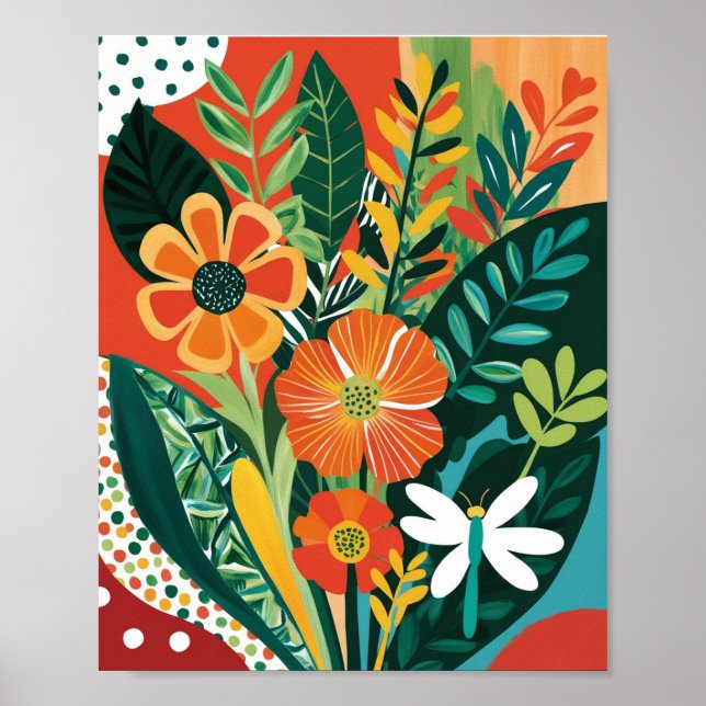 Abstract vibrant floral art poster (Front)