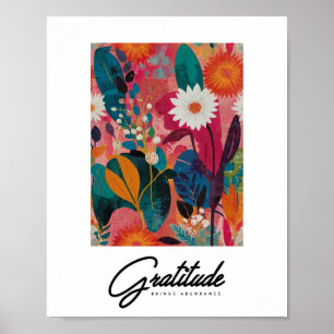 Abstract vibrant floral art poster