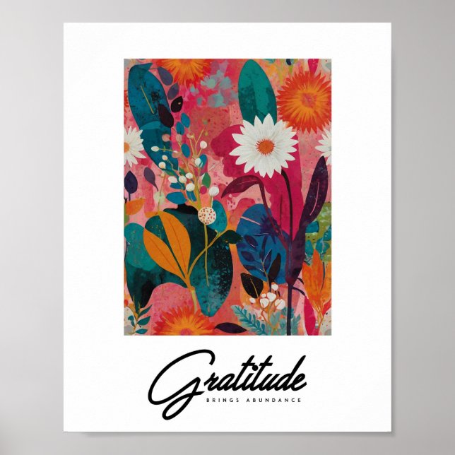Abstract vibrant floral art poster (Front)
