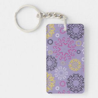 Abstract Vibrant Floral Pattern Key Ring