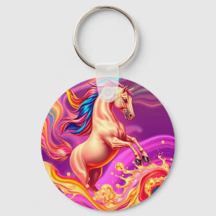 Abstract Vibrant Horse Illustration Key Ring