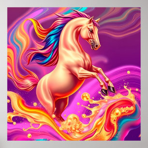 Abstract Vibrant Horse Illustration Poster