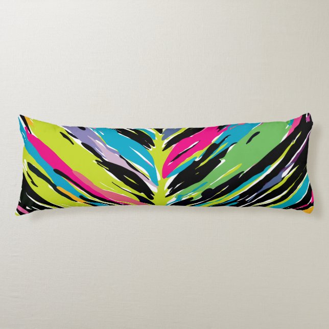 Abstract Vibrant Multicolor Tropical Leaf Body Cushion (Front)